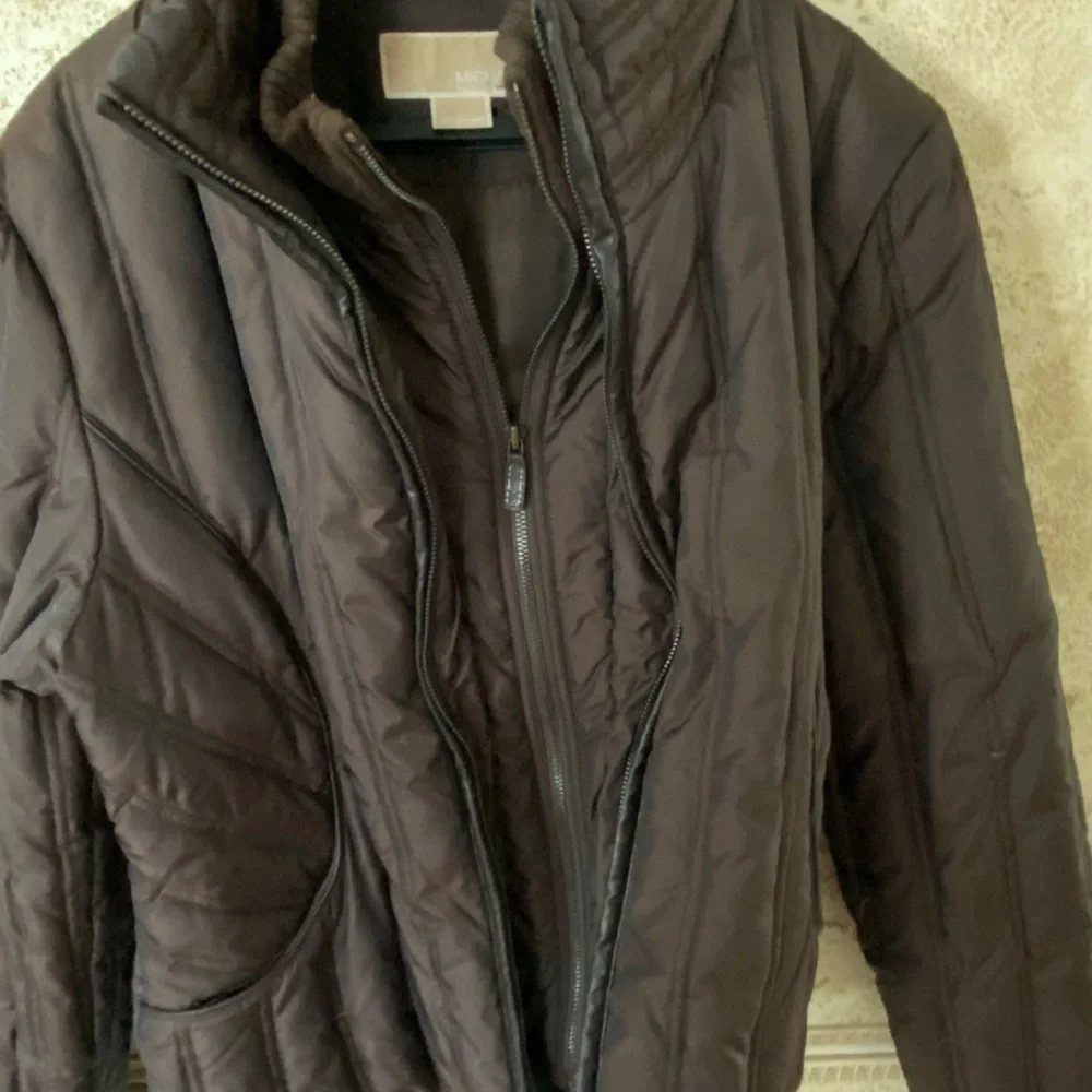 Michael Kors winter jacket brown with leather trim